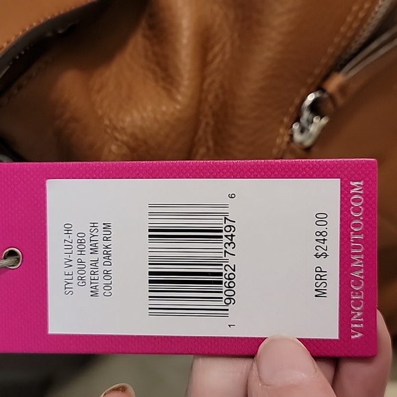 NWT leather Vince Camuto handbag 12 in (L) 11 in (H) 3 in (W) Carmel tan (color) - Picture 2 of 5